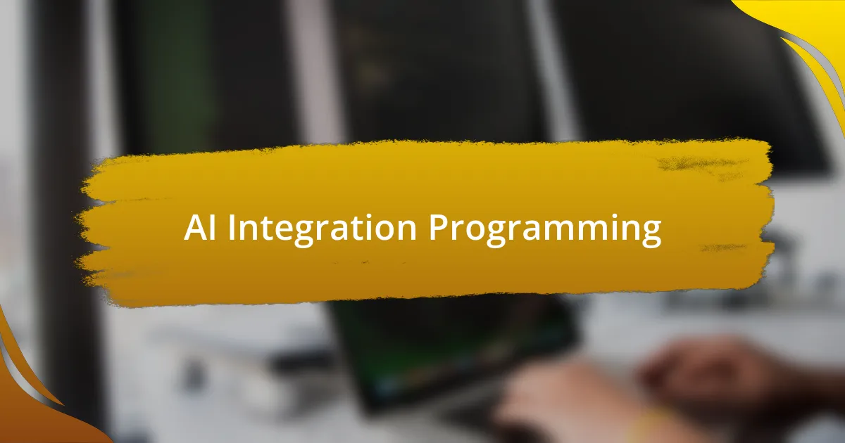 AI Integration Programming