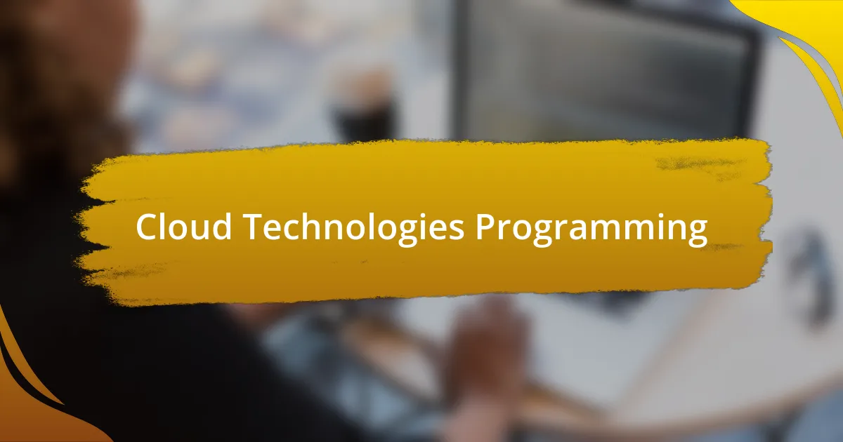 Cloud Technologies Programming